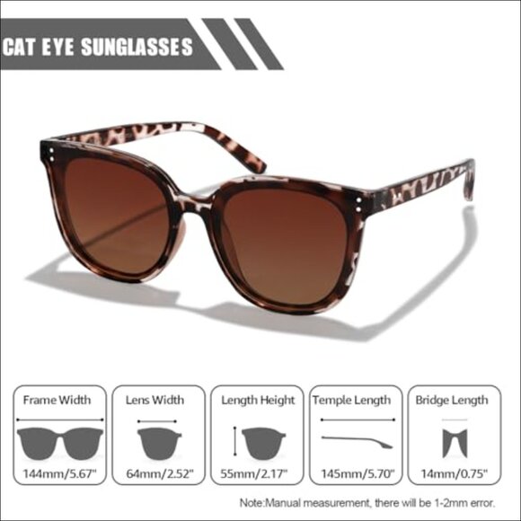Oversized Polarized Sunglasses with UV Protection Cat Eye Design